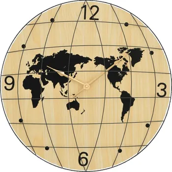 Hodiny Nástěnné hodiny rustikální, žluto-černé, železo/dřevěný materiál, 50x6 cm