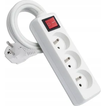 Napájecí kabel Zásuvková Lišta Prodlužovací kabel 1,5m Vypínač 3 Zásuvky Uzemnění