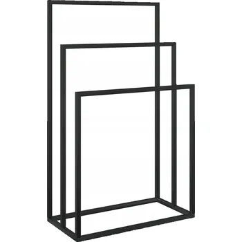 Železný stojan na ručníky, 3-patrový, černý, 48x24x79 cm