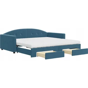 Pohovka Rozkládací pohovka se zásuvkami, modrá, 222 x 110 x 75 cm