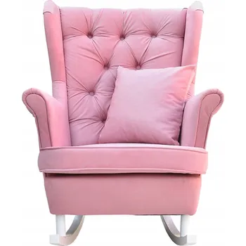 Křeslo Houpací křeslo ušák skandinávský styl Gaja Family Meble vřesový růžový do obýváku