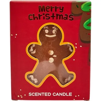 Svíčka Vánoční svíčka Perníčkový panáček ze sójového vosku