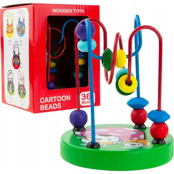 Dřevěná hračka DŘEVĚNÁ PROPLÉTAČKA S KORÁLKY MULA - EDUKAČNÍ LABYRINT SPIRÁLA