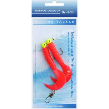 Mořský Návazec Mikado Pilk Twist Jighead Rig 7,5cm 2x6gr Červený