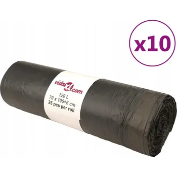 Pytle na odpadky LDPE pytle na odpad s utahovací páskou, 70x111 cm, černé, 120 l