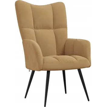 Křeslo Křeslo Prošívané Sametové Hnědé, Ocelový Rám, 61x70x96,5 cm