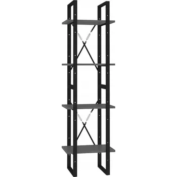 Knihovna Industriální regál na knihy, 4 police, 40x30x140 cm, šedý, dřevotříska