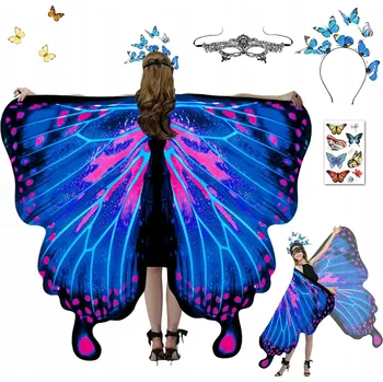 Karnevalový kostým MOTÝLÍ KŘÍDLA PRO DĚTI KOSTÝM KARNEVALOVÝ PŘEVLEK MOTÝL 168 x 140 Cm