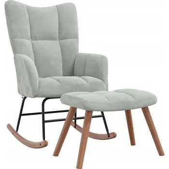 Křeslo Houpací křeslo s podnožkou, samet, světle šedé, 61x78x98 cm, 47x31x37,5 cm