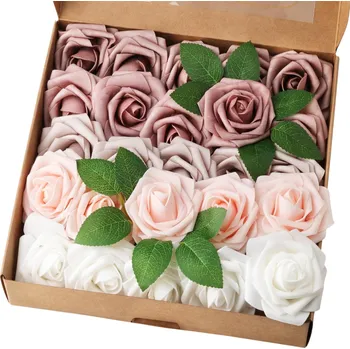 umělá květina Sada Kytice růží 25 Ks dekorativních umělé květy barevné pastelové růže