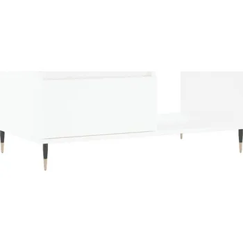 Konferenční stolek Konferenční stolek se zásuvkou, bílý, 90x50x36,5 cm, imitace dřeva, kov