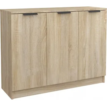 Komoda Boční skříňka se 3 dveřmi, dub sonoma, 90,5 x 30 x 70 cm