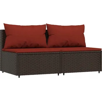 Zahradní pohovka Modulární zahradní pohovka hnědá s skořicovými polštáři 63 x 63 x 57,5 cm