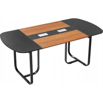 Konferenční stolek VEVOR Konferenční stůl oválný pro 6-8 osob 180x90 cm, černo-hnědý