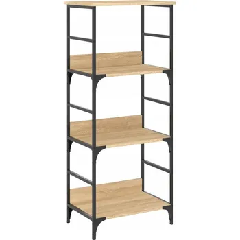 Knihovna Industriální regál na knihy se 3 přihrádkami, dub sonoma, 50x33x117,5 cm