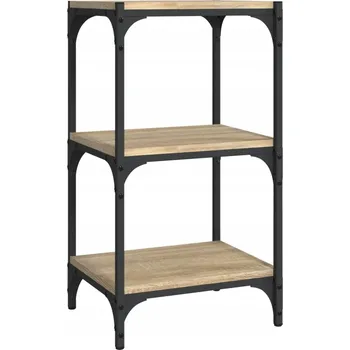 Knihovna Regál na knihy se 3 policemi, ocelový rám, dub sonoma, 40 x 33 x 70,5 cm