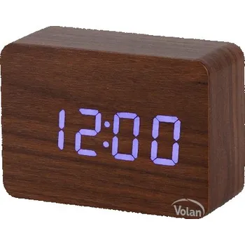 Hodiny HODINY Budík DŘEVĚNÝ LED Elektronický Digitální Stojící - TEPLOMĚR + DATUM