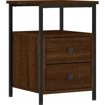 Noční stolek Industriální Noční Stolek z Materiálu na bázi Dřeva, Hnědý Dub, 34x35.