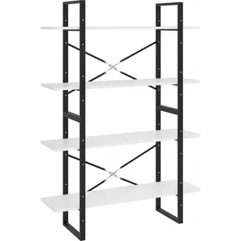 Knihovna Industriální regál bílý, dřevotříska a kov, 100x30x140 cm