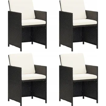 Zahradní židle z PE ratanu, černé, 52x56x85 cm, Polštář krémový