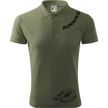 Pánská košile Running nápis šikmo - Polokošile pánská Pique Polo 203 - S ( Khaki )