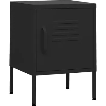 Noční stolek Moderní Noční Stolek z Oceli s Nastavitelnou Poličkou, Černý 35x35x51 cm