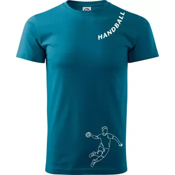 Handball nápis šikmo - Klasické pánské triko vyšší gramáže - XS ( Petrolejová )