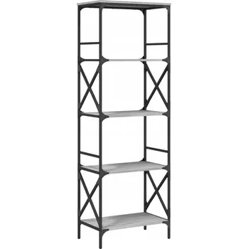 Knihovna Regál na knihy s kovovým rámem a nastavitelnými nožičkami, šedý dub sonoma,