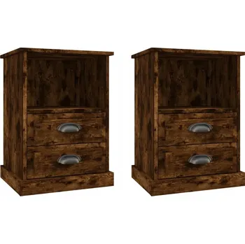 Noční stolek Noční stolek z dřevotřísky, 2 zásuvky, kouřový dub, 43x3