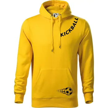 Pánská mikina Kickball nápis šikmo - Mikina pánská Cape s kapucí - M ( Žlutá )