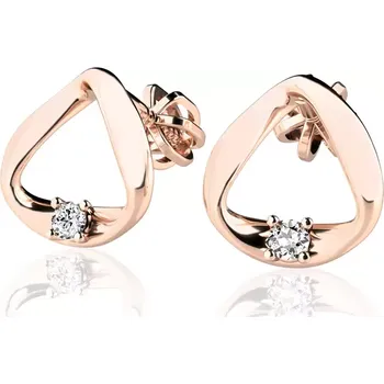Náušnice Náušnice z růžového zlata 585/1000 s přírodními diamanty 0,024ct, G/SI
