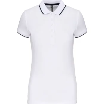 Kariban Dámské kontrastní piqué polo - XS white/navy/white
