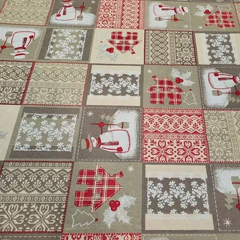 BYTEMA Vánoční dekorační látka SNĚHULÁK I šíře 140 cm