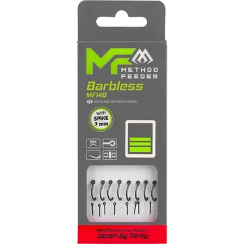 Rybářský háček 8ks - Hotový Návazec Mikado Method Feeder MF14 S Trnem 10cm Bez Protihrotu Vel. 14 0,18mm