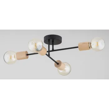 Stropní svítidlo LA-STENA černé dřevo 4xE27 Alfa 63249