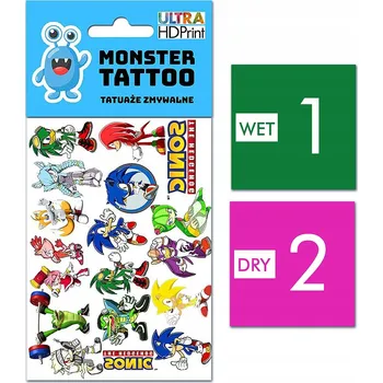 Odstranitelné tetování Smyvatelné tetování pro děti Sonic - dočasné tetovačky