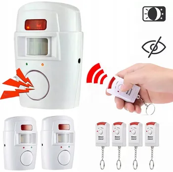 BEZDRÁTOVÝ ALARM SENZOR POHYBU NA BATERIE SIRÉNA PRO DŮM GARÁŽE 4 OVLADAČE