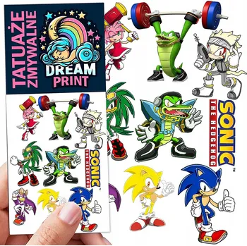 Odstranitelné tetování Smyvatelné tetování pro děti Sonic - dočasné tetovačky