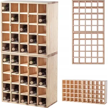 Stojan na víno REGÁL STOJAN NA VÍNO DŘEVĚNÝ NA 50 LAHVÍ ALKOHOLU SKŘÍŇKA 104cm SADA 2 ks