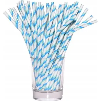 Papírová brčka ohebná modrá - 12 ks