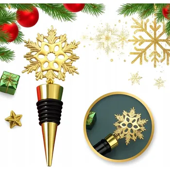 Vánoční dekorace Korková Zátka na Víno Vánoční Sněhová Vločka TSG-63 Zlatá VÁNOCE