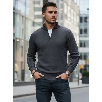 Pánský svetr Dstreet Moderní grafitový pánský svetr se zipem