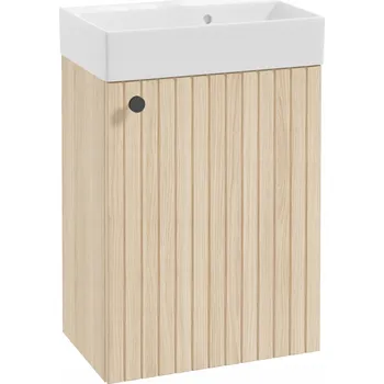 Koupelnový nábytek Koupelnová skříňka s umyvadlem Dub Vicenza a černým úchytem 50x70 cm