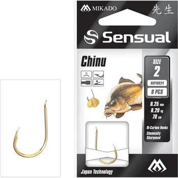 Rybářský háček 8ks - Návazec Mikado Sensual Chinu No.8 G 0,18mm/70cm