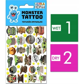 Odstranitelné tetování DOČASNÉ OMYVATELNÉ TETOVÁNÍ PRO DĚTI BABY YODA GROGU