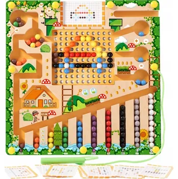 Dřevěná hračka Montessori labyrint magnetická tabule dřevěná – učení počítání pro děti