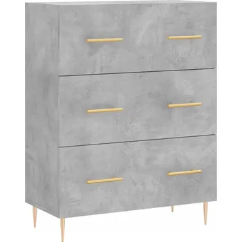 Komoda Klasická komoda se 3 zásuvkami, Dřevotříska, Šedá Betonu, 69,5x34x