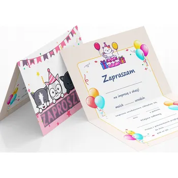 Pozvánka POZVÁNKA KOTĚ NA DĚTSKOU OSLAVU NAROZENIN + OBÁLKA DÁREK