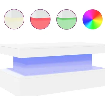 Konferenční stolek Konferenční stolek s LED osvětlením, bílý, 90x50x40 cm