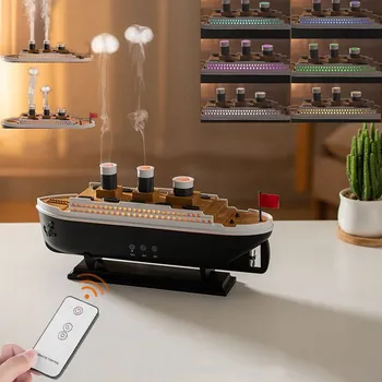 Zvlhčovač vzduchu ZVLHČOVAČ VZDUCHU AROMATICKÉ MLHY VINTAGE LOĎ DIFUZÉR S DÁLKOVÝM OVLÁDÁNÍM